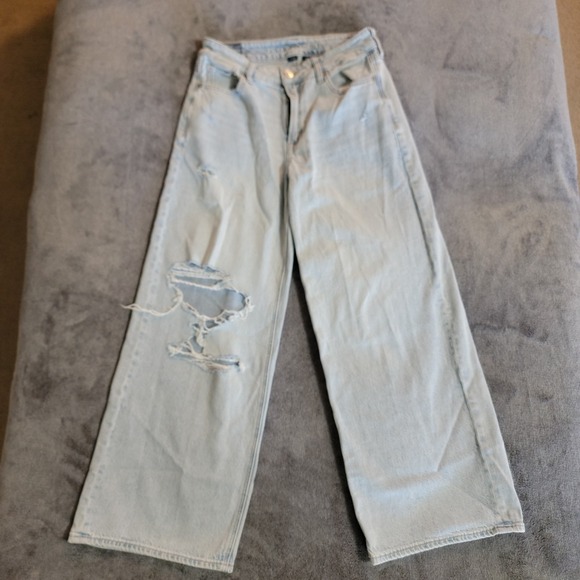 American Eagle Outfitters Denim - American Eagle Womens 0 Strigid Denim High Rise Baggy Wide Leg Ankle Vtg Y2k 90s